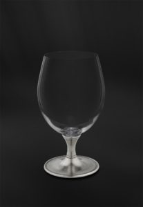 Pewter and crystal beer glass - Beer glass handmade in Italy - Italian pewter beer glass (Art.733)