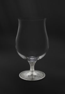 Pewter and crystal beer glass - Beer glass handmade in Italy - Italian pewter beer glass (Art.734)