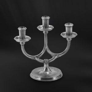 Pewter candelabra 3 arms - Candelabra three flames handmade in Italy - Italian pewter candelabra three branches (Art.451)