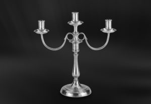 Pewter candelabra 3 arms - Candelabra three flames handmade in Italy - Italian pewter candelabra three branches (Art.654)