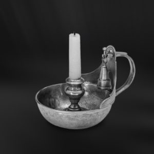 Pewter candle holder with snuffer - Candle holder handmade in Italy - Italian pewter candle holder (Art.412)