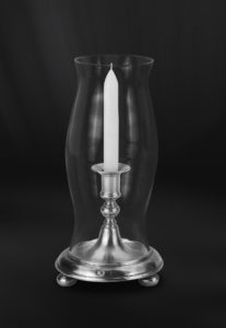 Pewter candle holder with glass - Candle holder handmade in Italy - Italian pewter candle holder (Art.660)