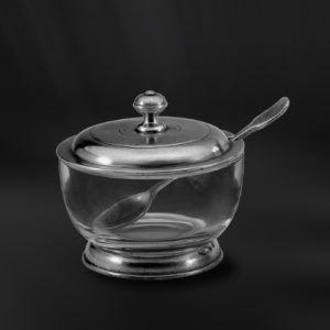 Pewter and crystal cheese bowl - Jam pot handmade in Italy - Italian pewter cheese bowl (Art.548)