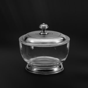 Pewter and crystal cheese bowl - Jam pot handmade in Italy - Italian pewter cheese bowl (Art.549)
