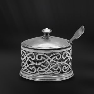Pewter and crystal cheese bowl - Jam pot handmade in Italy - Italian pewter cheese bowl (Art.590)
