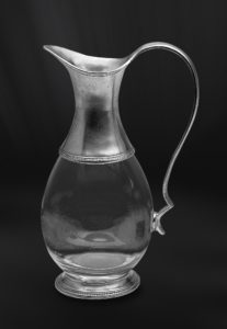 Pewter and glass jug - Jug handmade in italy - Italian pewter jug (Art.595)