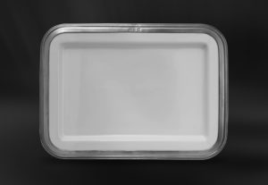 Ceramic and pewter rectangular tray - Luisa tray pewter and ceramic handmade in Italy - Italian pewter and ceramic tray (Art.858)