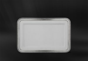 Ceramic and pewter rectangular tray - Luisa tray pewter and ceramic handmade in Italy - Italian pewter and ceramic tray (Art.876)