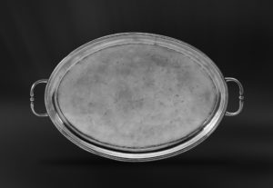 Oval pewter tray with handles - Tray handmade in Italy - Italian pewter tray (Art.448)