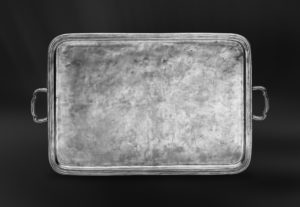 Rectangular pewter tray with handles - Tray handmade in Italy - Italian pewter tray (Art.364)