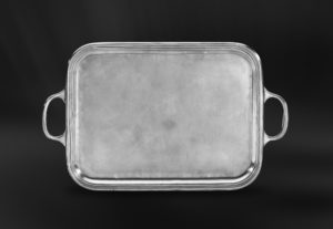Rectangular pewter tray with handles - Tray handmade in Italy - Italian pewter tray (Art.571)