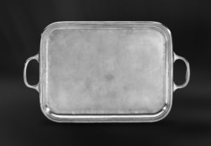 Large rectangular pewter tray with handles - Tray handmade in Italy - Italian pewter tray (Art.572)