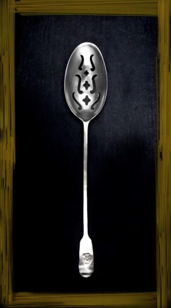 Pewter perforated serving spoon - Italian pewter flatware (165.5)