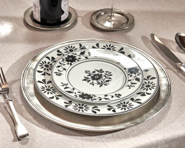 Pewter charger plates bottle coasters - Italian Pewter Dinnerware (294-246-247)