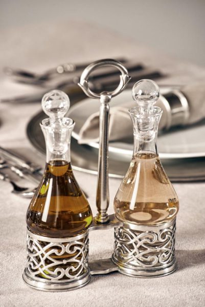 Pewter oil & vinegar cruet set - Italian pewter tableware (586)