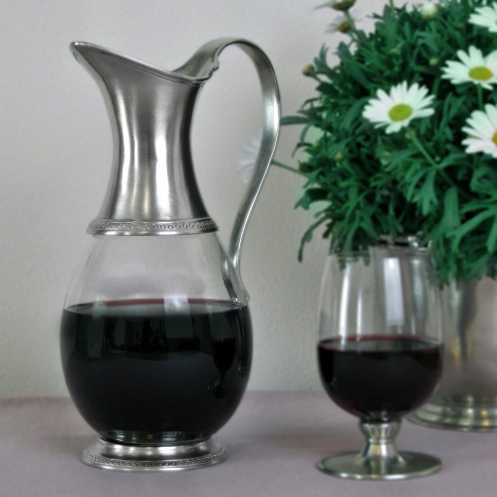 Pewter & Glass Jug Italian Pewter Drinkware
