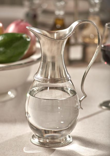 Pewter and glass pitcher - Italian pewter drinkware (595)