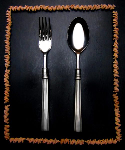 Pewter serving flatware set - Pewter serving cutlery set (607-608)