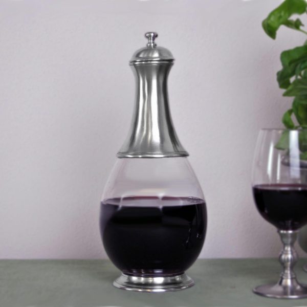 Pewter and glass bottle with top - Italian pewter drinkware (624-625)