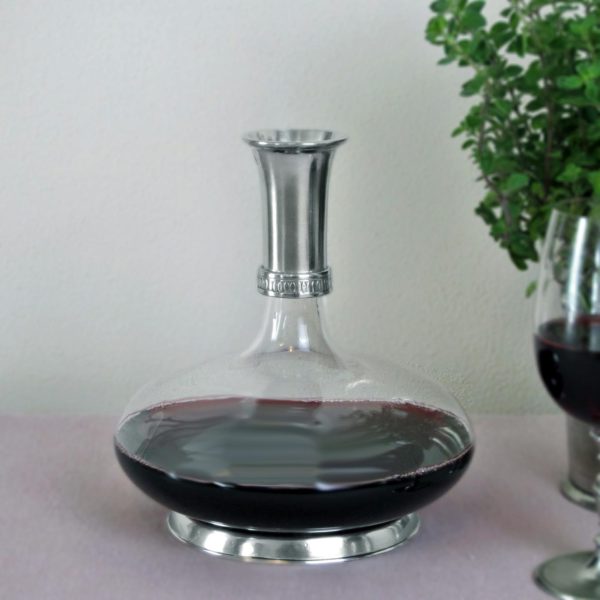 Pewter and glass decanter - Italian pewter drinkware (627)