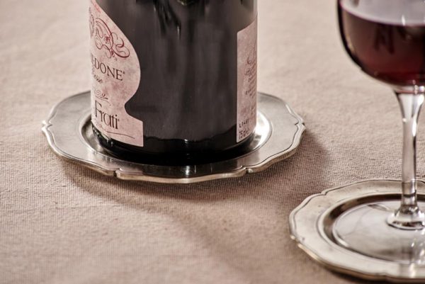 Pewter wine bottle coasters - Italian Pewter Dinnerware (630)
