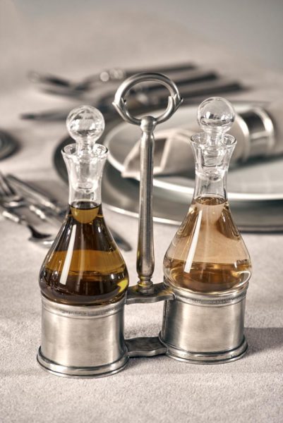 Pewter oil & vinegar cruet set - Italian pewter tableware (643)