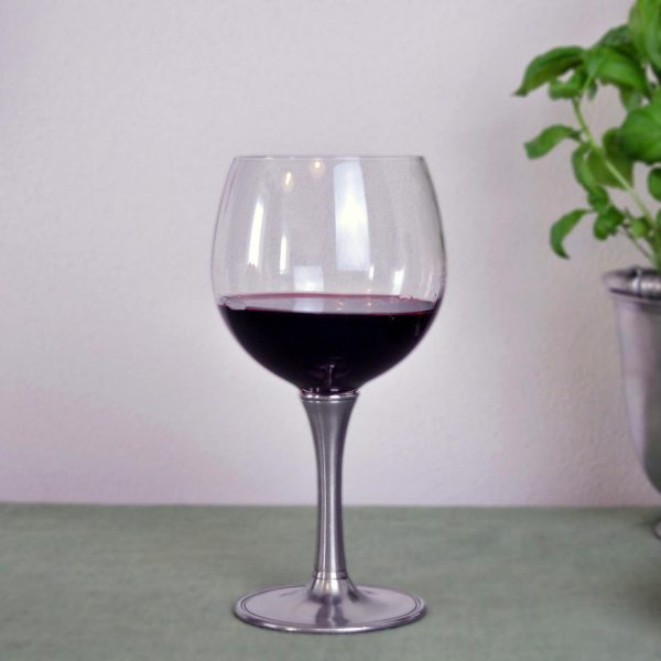 Pewter and crystal wine tasting glass - Italian pewter drinkware (Art.729)