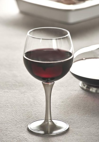 Pewter and crystal wine tasting glass - Italian pewter dinnerware (Art.729)