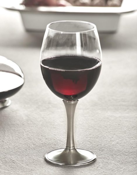 Pewter and crystal wine tasting glass - Italian pewter dinnerware (Art.730)