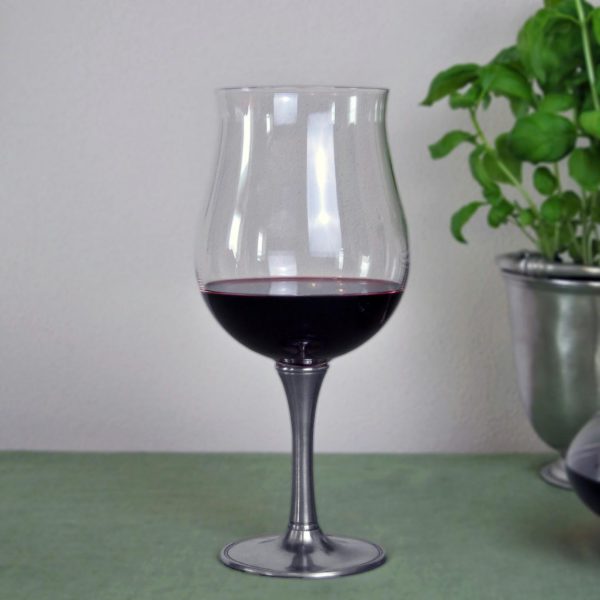 Pewter and crystal wine tasting glass - Italian pewter drinkware (Art.731)