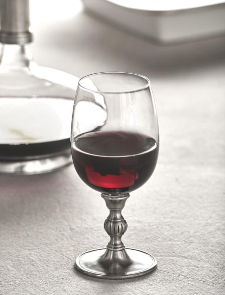 Pewter and crystal wine glass - Italian pewter dinnerware (807)