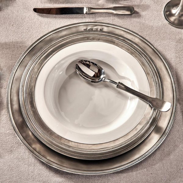 Pewter and ceramic soup dish - Pewter ceramic tableware - Pewter ceramic dinnerware (851)