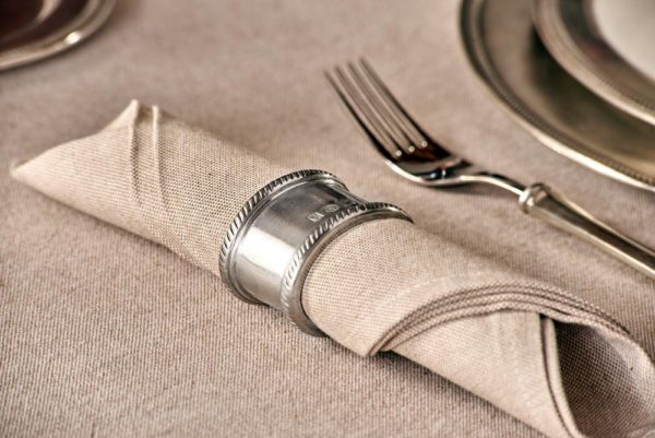 Oval pewter napkin rings - Italian pewter tableware (873)