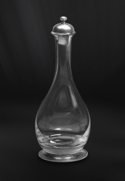 Pewter and crystal bottle with top - Bottle handmade in italy - Italian pewter bottle (Art.735)