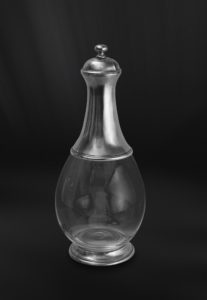 Pewter and glass bottle with top - Bottle handmade in italy - Italian pewter bottle (Art.624)