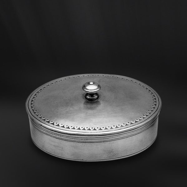 Oval pewter box - Oval box handmade in Italy - Italian pewter oval box (Art.616)