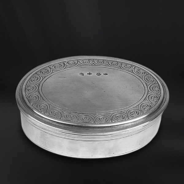 Oval pewter box - Oval box handmade in Italy - Italian pewter oval box (Art.796)