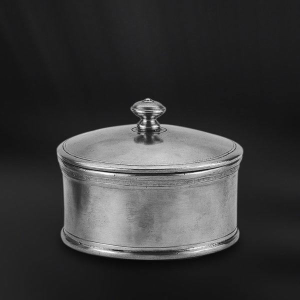 Round pewter box - Round box handmade in Italy - Italian pewter round box (Art.648)