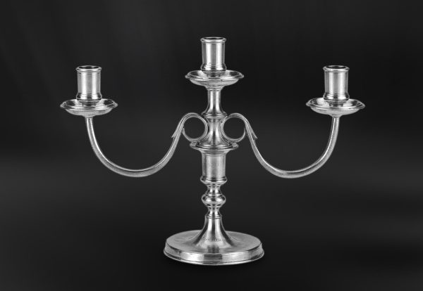 Pewter candelabra 3 arms - Candelabra three flames handmade in Italy - Italian pewter candelabra three branches (Art.650)