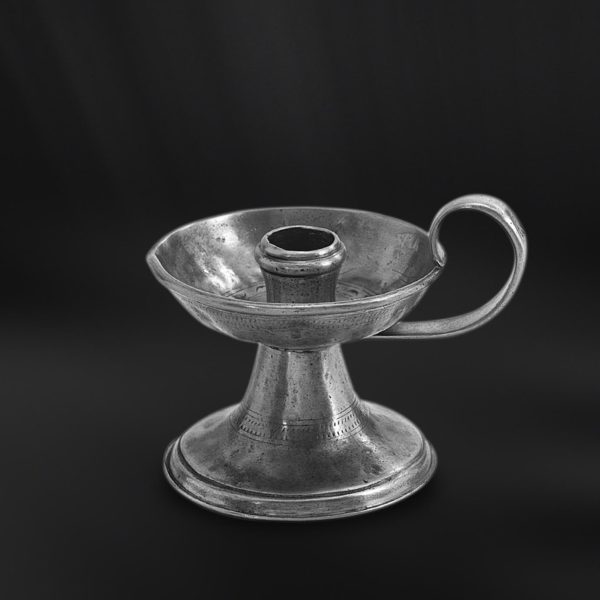 Pewter candle holder with handle - Candle holder handmade in Italy - Italian pewter candle holder (Art.313)
