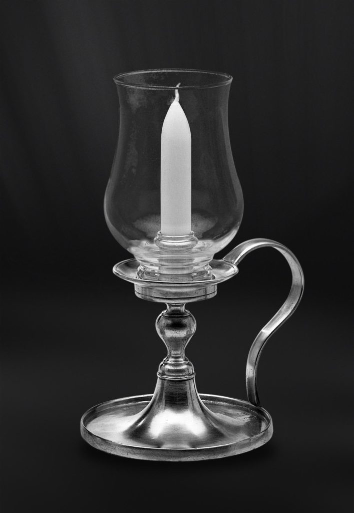 Pewter Candle Holder with Glass - Italian Pewter Home Décor