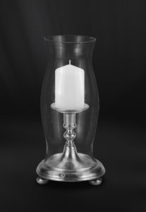 Pewter candle holder with glass - Candle holder handmade in Italy - Italian pewter candle holder (Art.661)