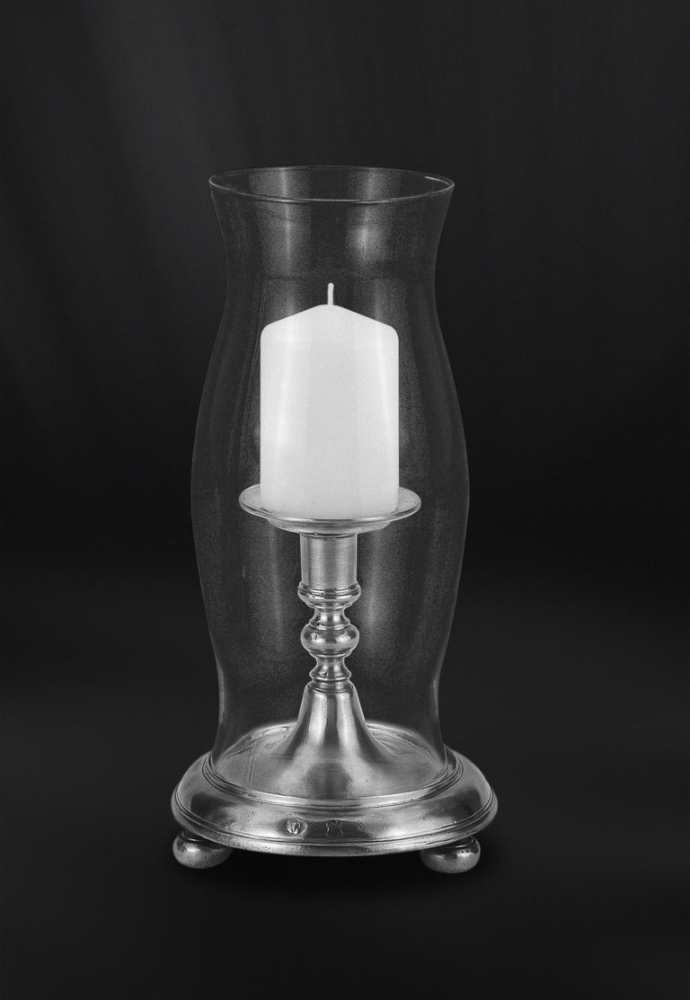 Pewter Candle Holder with Glass - Italian Pewter Home Décor