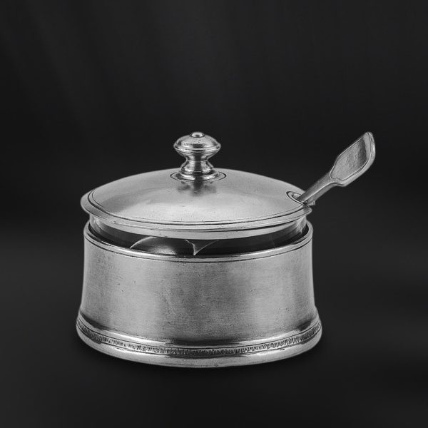 Pewter and crystal cheese bowl - Jam pot handmade in Italy - Italian pewter cheese bowl (Art.646)