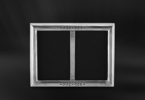 Double rectangular pewter photo frame - Photo frame handmade in Italy - Italian pewter picture frame (Art.671)