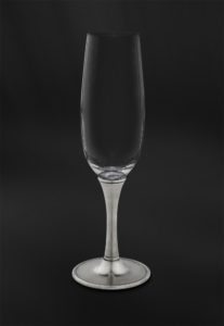 Pewter and crystal Champagne flute - Flute handmade in Italy - Italian pewter flute (Art.732)