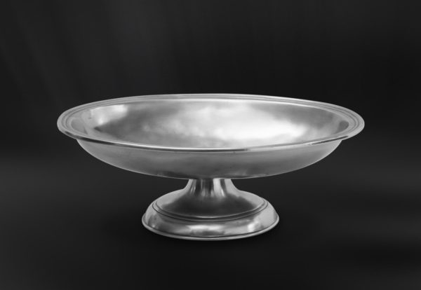 Small oval pewter dessert stand - Dessert stand handmade in Italy - Italian pewter fruit stand (Art.632)