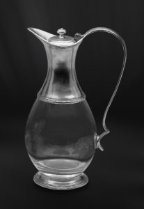 Pewter and glass jug with lid - Jug handmade in italy - Italian pewter jug (Art.596)