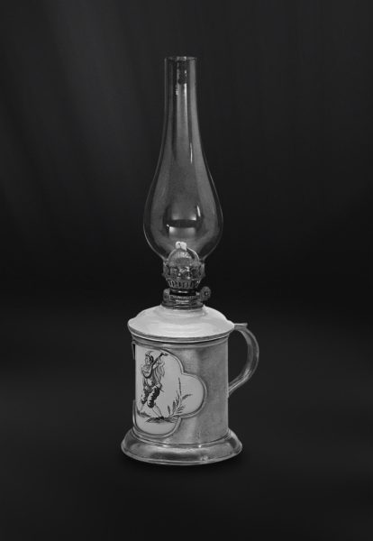 Pewter and ceramic oil lamp - Oil lamp handmade in Italy - Italian pewter oil lamp (Art.441)