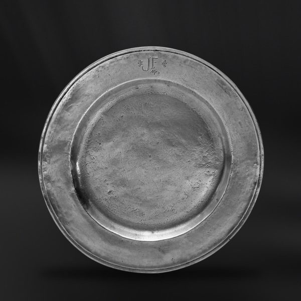 Antique pewter plate - Antique plate handmade in Italy - Italian antique pewter plate (Art.118)